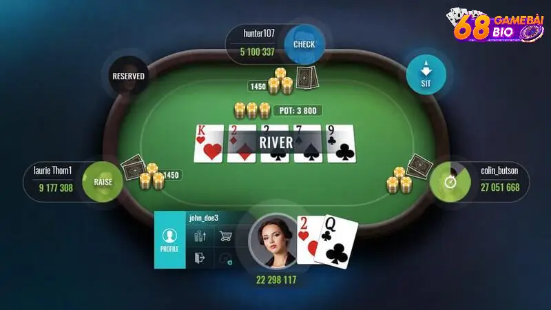 Poker Texas Hold'em 68 game bài được thiết kế hiện đại