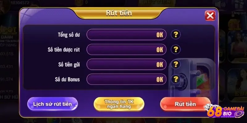 Thực hiện rút tiền từ 68 game bai chỉ trong 4 bước