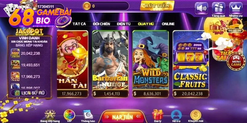 Siêu phẩm quay hũ tại 68 game bai